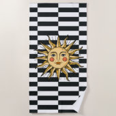Gelbe Sonne mit Gesicht Strandtuch (Vorderseite)