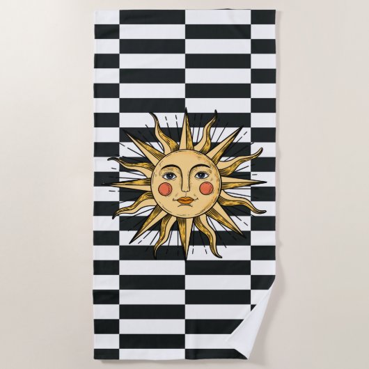 Gelbe Sonne mit Gesicht Strandtuch (Vorderseite)