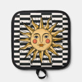 Gelbe Sonne mit Gesicht Topflappen (Vorderseite)