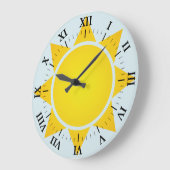 Gelbe Sonne mit schwarzen römischen Zahlen Große Wanduhr (Winkel)