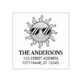 Gelbe Sonne mit Sonnenbrille Custom Return Addres Gummistempel (Prägung)