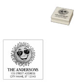 Gelbe Sonne mit Sonnenbrille Custom Return Addres Gummistempel (Stempel)