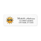 Gelbe Sonne mit Sonnenbrille Rücksendeadresse (Vorne)