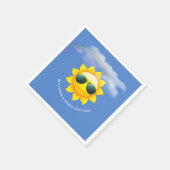 Gelbe Sonne mit Sonnenbrille und Regenbogen Serviette (Ecke)