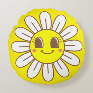 Gelbe Sonne Rundes Kissen