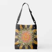 Gelbe Sonne und grüne Sterne auf schwarz Tragetaschen Mit Langen Trägern (Rückseite)