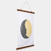 Gelbe Sonne und Mond Wandteppich Mit Holzrahmen (Gewinkelt)