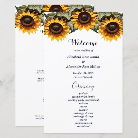 Gelbe Sonnenblume (Vorne/Hinten)