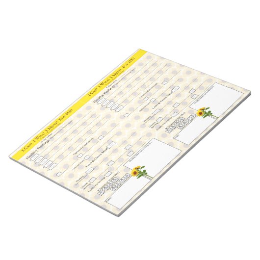 Gelbe Sonnenblume 5 und 1 Food Tracker Notepad Notizblock (angewinkelt)