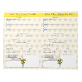 Gelbe Sonnenblume 5 und 1 Food Tracker Notepad Notizblock