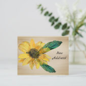 Gelbe Sonnenblume Änderung der Adresse Postkarte (Stehend Vorderseite)