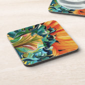 Gelbe Sonnenblume Aquarellmalerei Getränkeuntersetzer (Linke Seite)