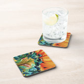 Gelbe Sonnenblume Aquarellmalerei Getränkeuntersetzer (Rechte Seite)