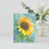Gelbe Sonnenblume Aquarellmalerei Postkarte (Stehend Vorderseite)