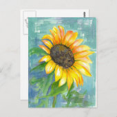 Gelbe Sonnenblume Aquarellmalerei Postkarte (Vorne/Hinten)