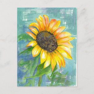 Gelbe Sonnenblume Aquarellmalerei Postkarte