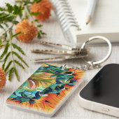 Gelbe Sonnenblume Aquarellmalerei Schlüsselanhänger (Vorderseite rechts)