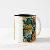 Gelbe Sonnenblume Aquarellmalerei Zweifarbige Tasse (VorderseiteRechts)