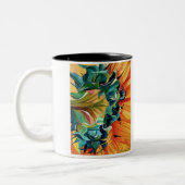 Gelbe Sonnenblume Aquarellmalerei Zweifarbige Tasse (Links)