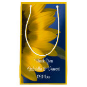 Gelbe Sonnenblume auf blau Danke für Ihre Hochzeit Kleine Geschenktüte (Vorderseite)