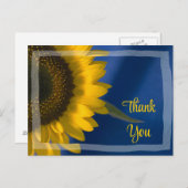 Gelbe Sonnenblume auf blau Danke Postkarte (Vorne/Hinten)