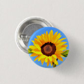 Gelbe Sonnenblume auf blauem Himmel Button (Vorne & Hinten)