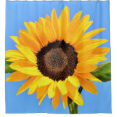 Gelbe Sonnenblume auf blauem Himmel - Sommer Duschvorhang (Vorderseite)