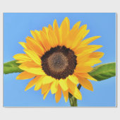 Gelbe Sonnenblume auf blauem Himmel - Sommer Geschenkpapier (Flach)