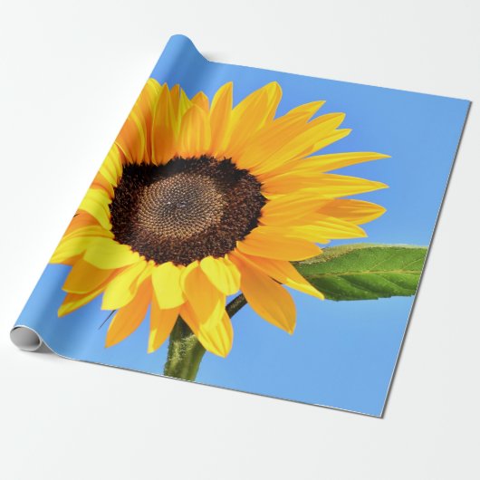 Gelbe Sonnenblume auf blauem Himmel - Sommer Geschenkpapier (Ungerollt)