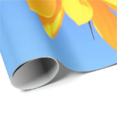 Gelbe Sonnenblume auf blauem Himmel - Sommer Geschenkpapier (Rolleneckpunkt)