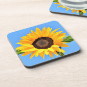 Gelbe Sonnenblume auf blauem Himmel - Sommer Getränkeuntersetzer (Linke Seite)