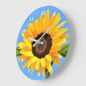 Gelbe Sonnenblume auf blauem Himmel - Sommer Große Wanduhr (Winkel)