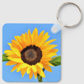 Gelbe Sonnenblume auf blauem Himmel - Sommer Schlüsselanhänger (Rückseite)