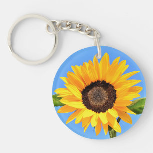 Gelbe Sonnenblume auf blauem Himmel - Sommer Schlüsselanhänger