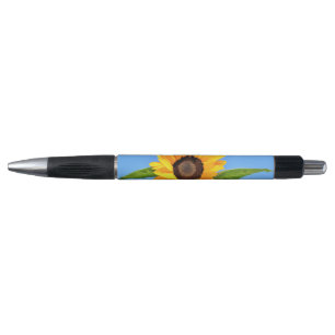 Gelbe Sonnenblume auf blauem Himmelbett Kugelschreiber