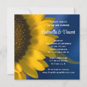 Gelbe Sonnenblume auf Blauer Hochzeit Einladung (Vorderseite)