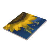 Gelbe Sonnenblume auf Blauer Hochzeit Fliese (Seite)