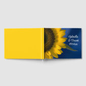Gelbe Sonnenblume auf Blauer Hochzeit Gästebuch (Voll)