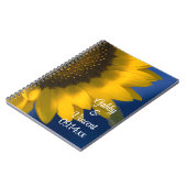 Gelbe Sonnenblume auf Blauer Hochzeit Notizblock (Linke Seite)