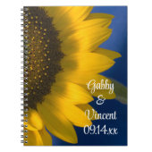 Gelbe Sonnenblume auf Blauer Hochzeit Notizblock (Vorderseite)