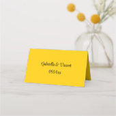 Gelbe Sonnenblume auf Blauer Hochzeit Platzkarte (Rückseite)