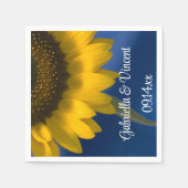 Gelbe Sonnenblume auf Blauer Hochzeit Serviette (Vorderseite)