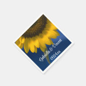 Gelbe Sonnenblume auf Blauer Hochzeit Serviette (Ecke)