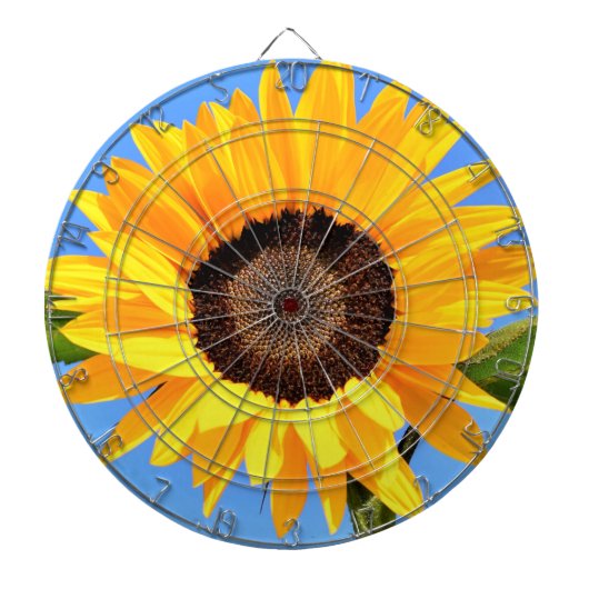 Gelbe Sonnenblume auf Blue Sky Dart Board Dartscheibe (vorne)