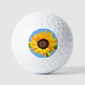 Gelbe Sonnenblume auf Blue Sky Golf Balls Golfball (Vorderseite)