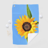 Gelbe Sonnenblume auf Blue Sky Golf Towel Sommer Golfhandtuch (Insitu)