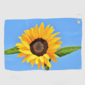 Gelbe Sonnenblume auf Blue Sky Golf Towel Sommer Golfhandtuch (Horizontal)