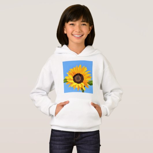Gelbe Sonnenblume auf Blue Sky Hoodie (Vorne ganz)