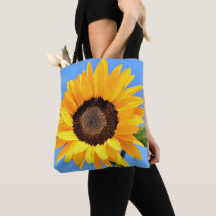 Gelbe Sonnenblume auf Blue Sky Totbeutel Tasche