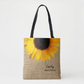Gelbe Sonnenblume auf Burlap Wedding Party Tasche (Vorderseite)